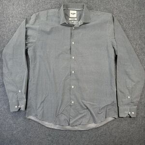 Ben Sherman Dress Shirt Mens 16 34/35 Gray Geometric Slim Fit Long Sleeve